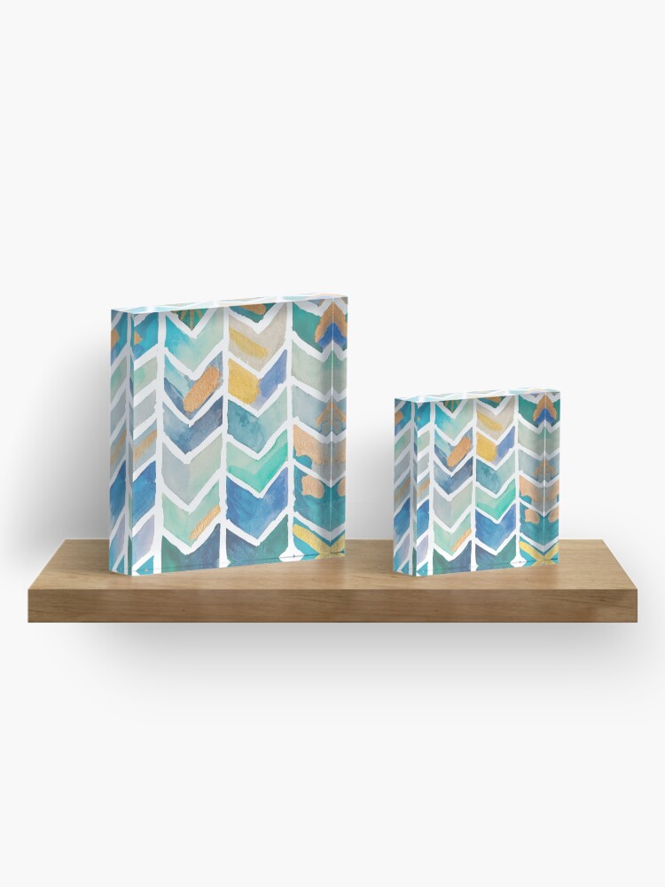 Alternate view of Freehand Watercolor Chevron Pattern Acrylic Block