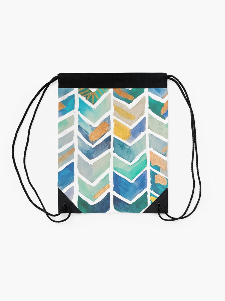 Alternate view of Freehand Watercolor Chevron Pattern Drawstring Bag