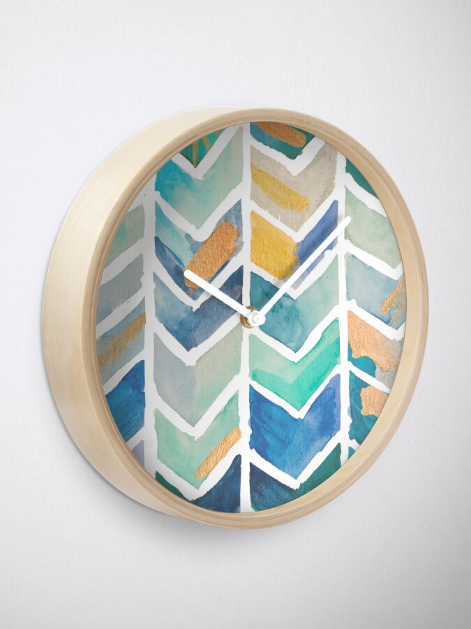 Alternate view of Freehand Watercolor Chevron Pattern Clock