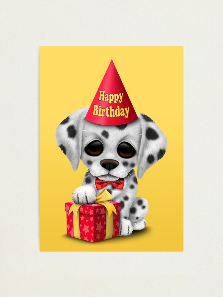 Impression Photo Mignon Chiot Dalmatien Joyeux Anniversaire Par Jeffbartels Redbubble