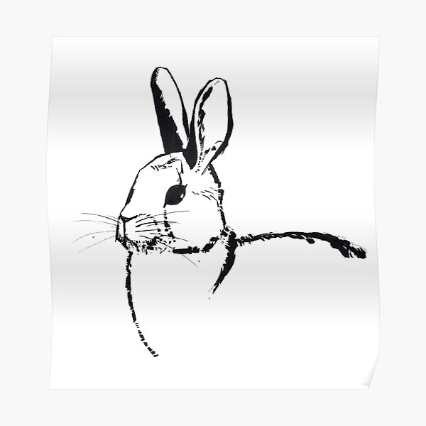 Steel Brush Rabbit Ink Portrait Poster