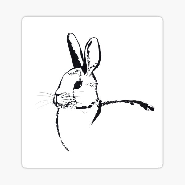 Steel Brush Rabbit Ink Portrait Sticker