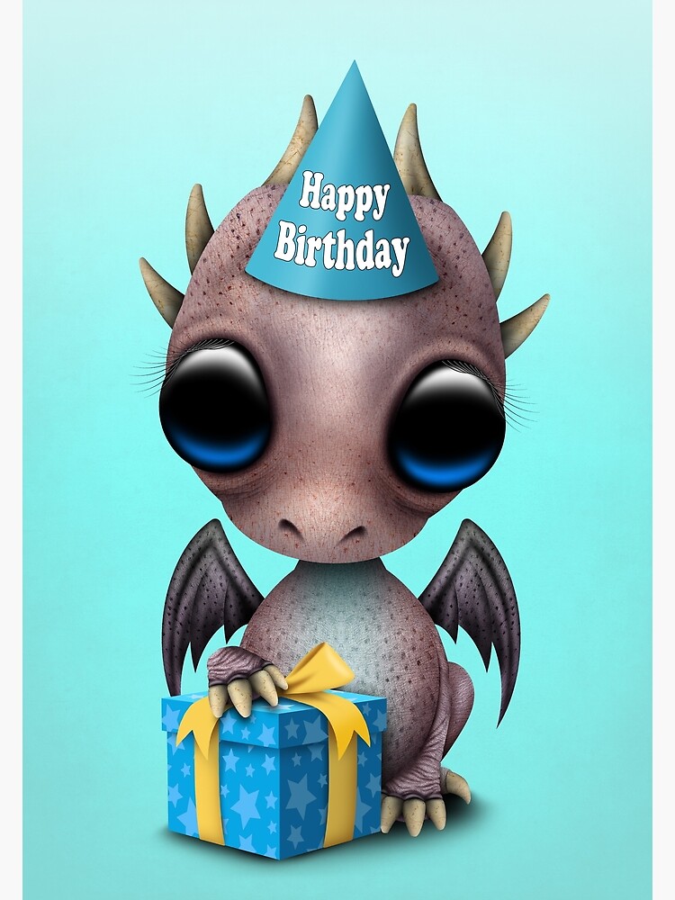 Carte De Vœux Mignon Joyeux Anniversaire Bebe Dragon Violet Par Jeffbartels Redbubble