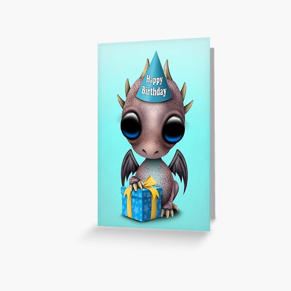 Cute Happy Birthday Baby Purple Dragon  Greeting Card