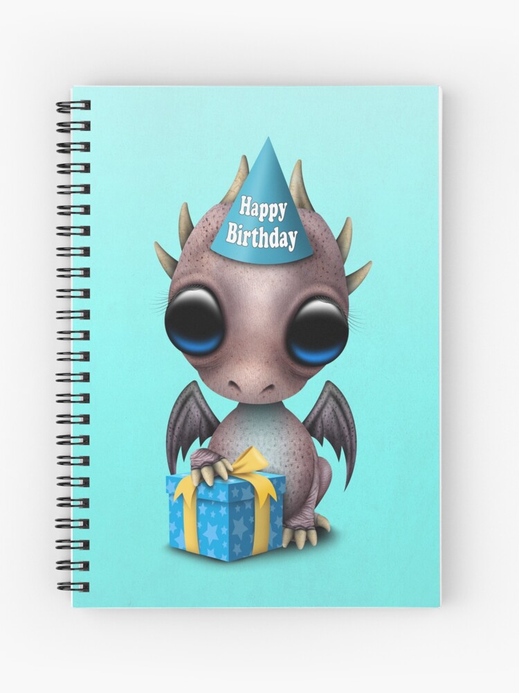 Cahier A Spirale Mignon Joyeux Anniversaire Bebe Dragon Violet Par Jeffbartels Redbubble