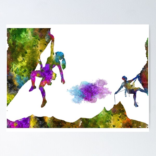 Rock climbing extreme sport man, climbing man, climber, rock climbing woman  and man Poster for Sale by Rosaliartbook