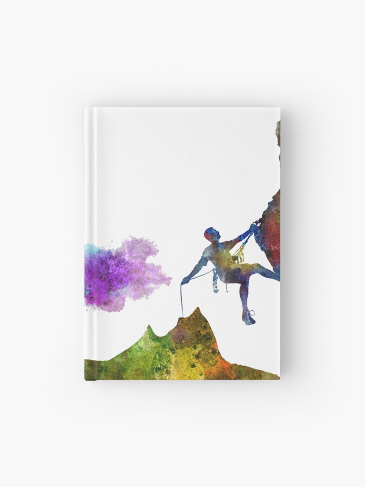 Rock climbing extreme sport man, climbing man, climber, rock climbing woman  and man Hardcover Journal for Sale by Rosaliartbook