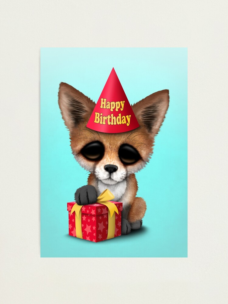 Impression Photo Mignon Joyeux Anniversaire Bebe Renard Par Jeffbartels Redbubble