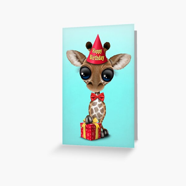 Cute Happy Birthday Baby Giraffe  Greeting Card
