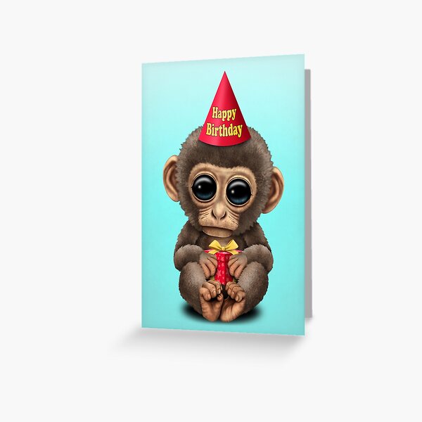 Cute Happy Birthday Baby Monkey  Greeting Card