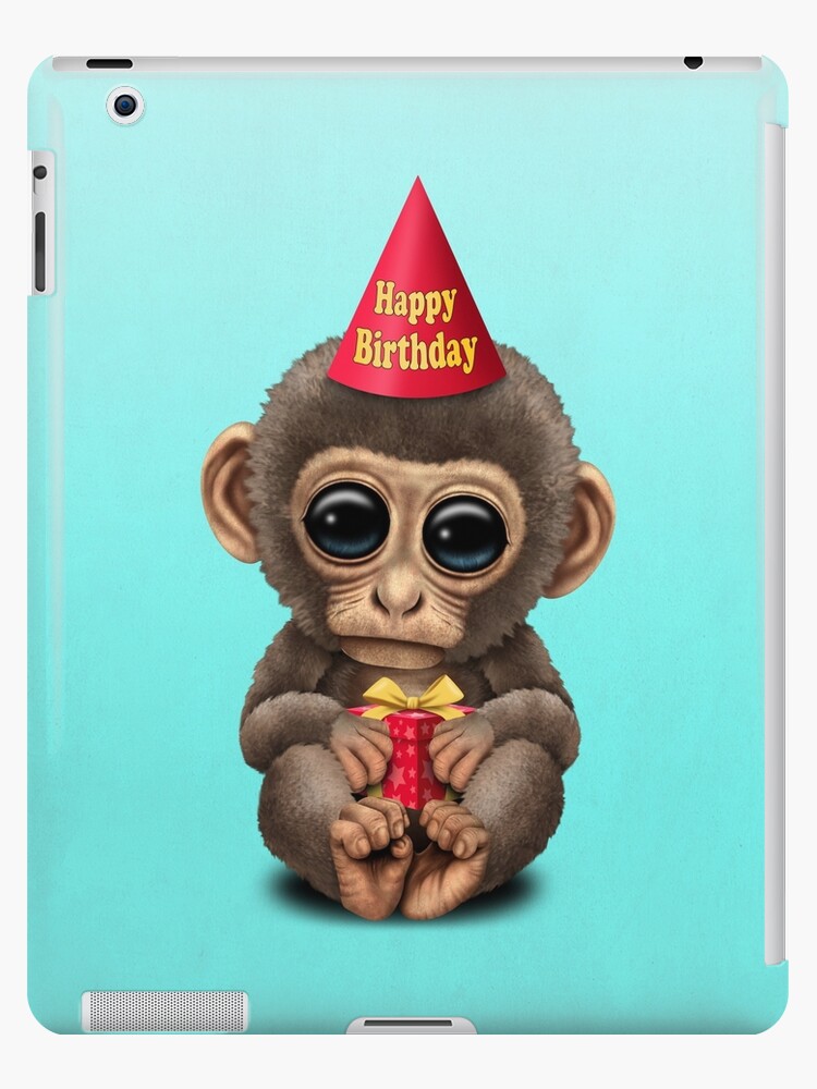 Cute Happy Birthday Baby Monkey Ipad Case Skin By Jeffbartels Redbubble