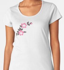 Blumenmuster - Pink Premium Rundhals-Shirt