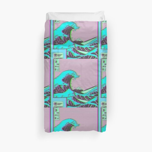 The Great Wave off Vaporwave Kanagawa Duvet Cover