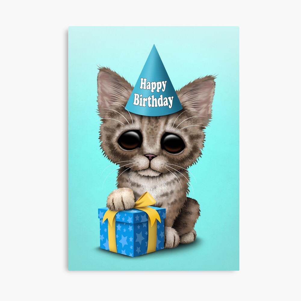 Impression Photo Chaton Bleu Joyeux Anniversaire Par Jeffbartels Redbubble