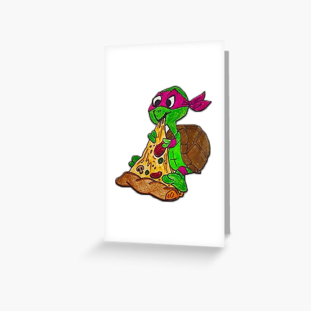 Ninja Turtle Essen Pizza Grusskarte Von Mellowpeach Redbubble