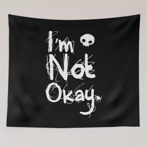 Item preview, Not Okay Grunge Typography with Skull designed and sold by chrismanubag.