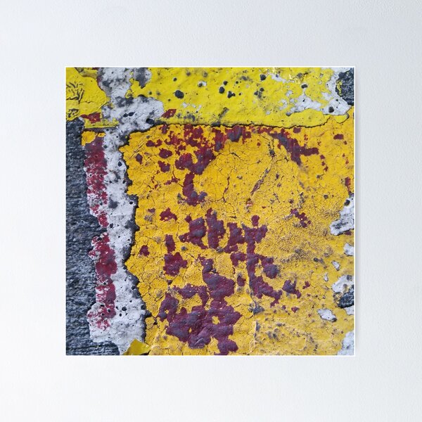 Maroon, Yellow, Gold, and White Abstract Urban Texture Poster