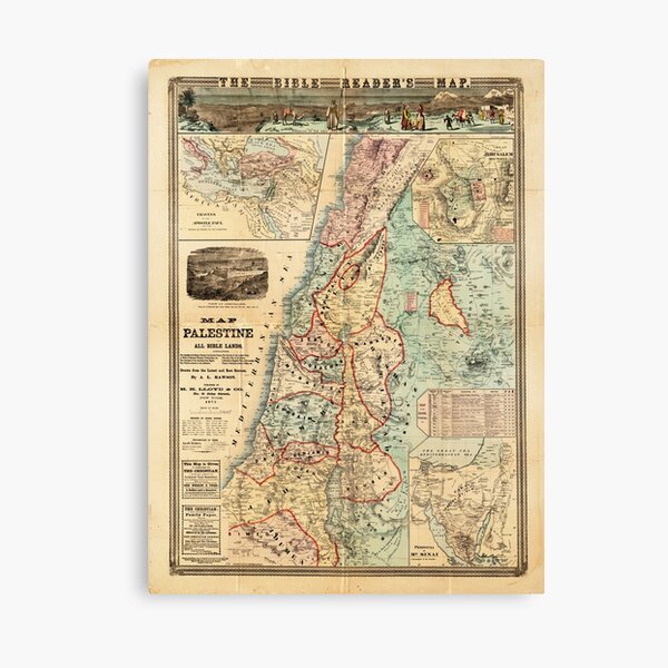 Mapa de Palestina y todas las tierras bíblicas Lienzo