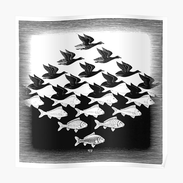 Water and Sky - Escher Poster