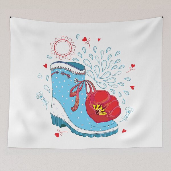 Item preview, Spring is coming. Red tulip and blue rubber boot is here. designed and sold by Bokasana.