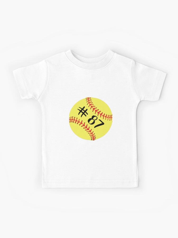 Softball Player Jersey No 87 Back Number 87 Ball Sport Sticker Gift Kids T Shirt By Theshirtinator Redbubble