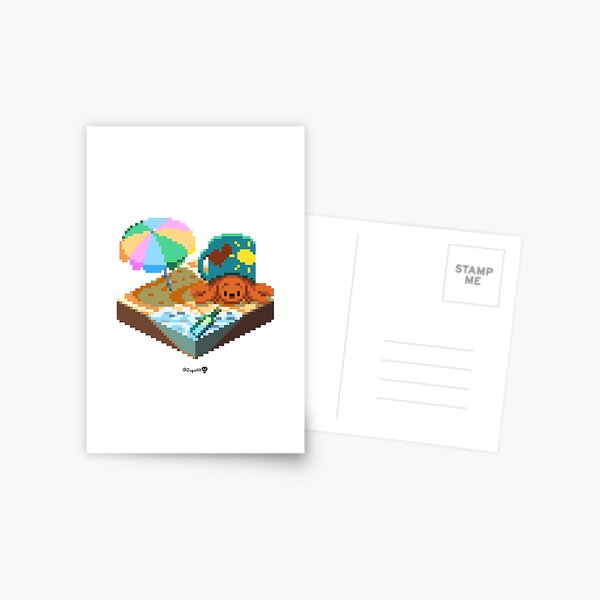 Crabby on the Beach Cube Postcard