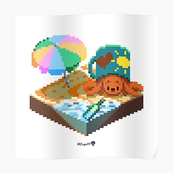 Crabby on the Beach Cube Poster