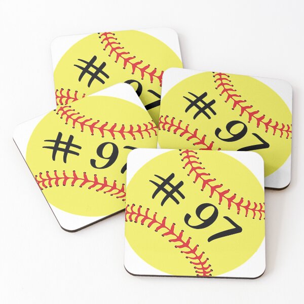 Artikelvorschau, Softball Spieler #97 Rückennummer 97 Trikot Ball Sticker Aufkleber entworfen und verkauft von theshirtinator.