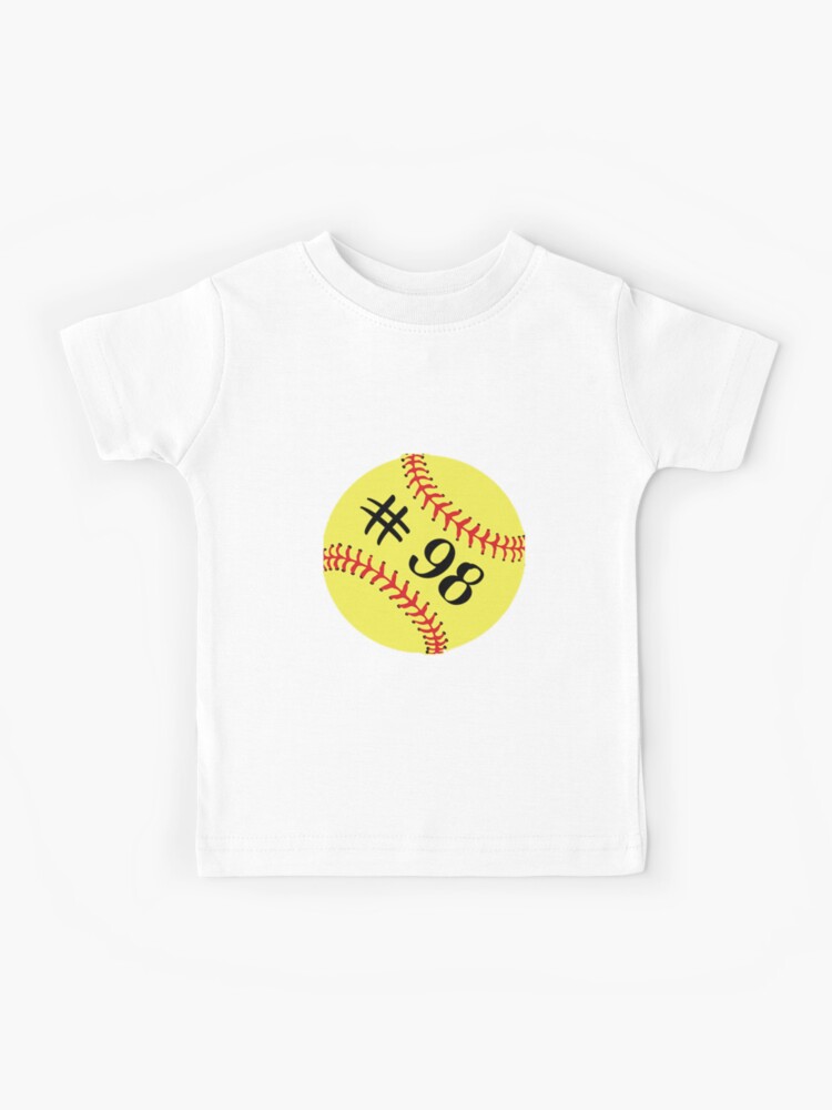 Softball Player Jersey No 98 Back Number 98 Ball Sport Sticker Gift Kids T Shirt By Theshirtinator Redbubble