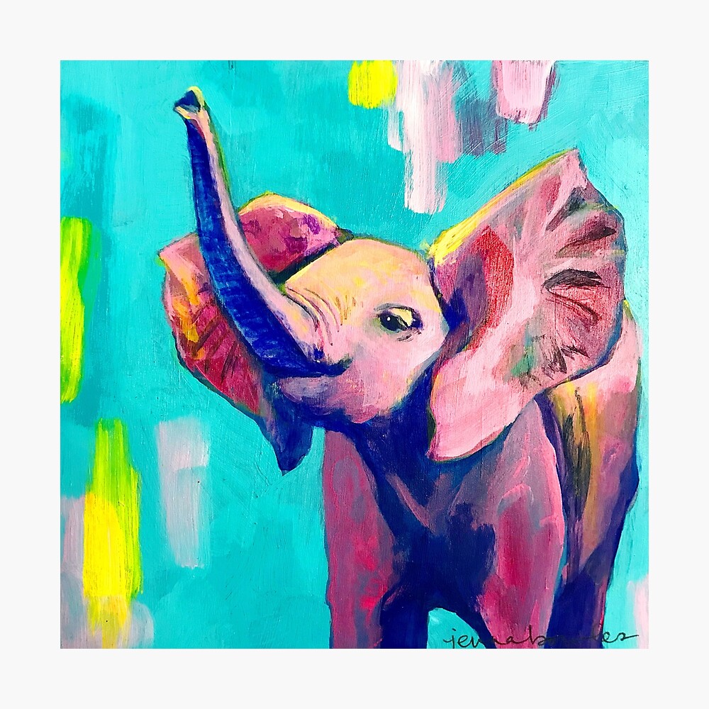 Little Elephant on the Trunk. Babygirl. Watercolor Little -  Israel