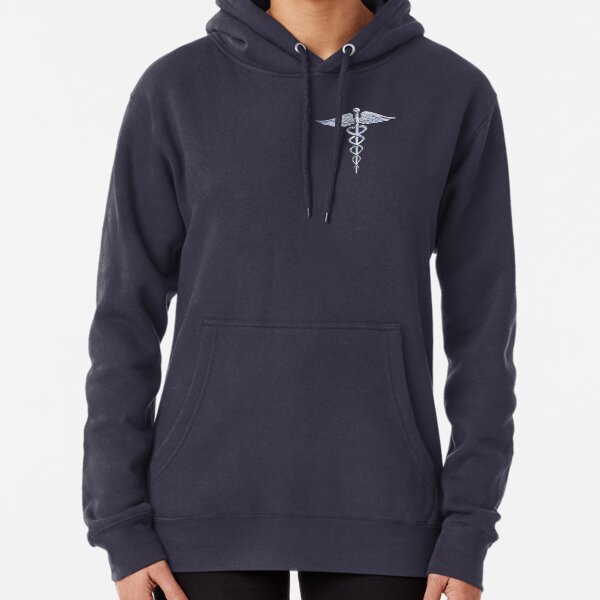 Chrome like Medical Caduceus Snakes Pullover Hoodie