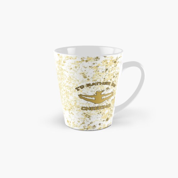 Cheer- I'd Rather be Cheering in White and Gold Patina Design Tall Mug