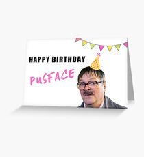 Freitagabendessen, Herzlichen Glückwunsch zum Geburtstag, britisches Fernsehen, Geplänkel, Wortspiele, gute Stimmung Grußkarte