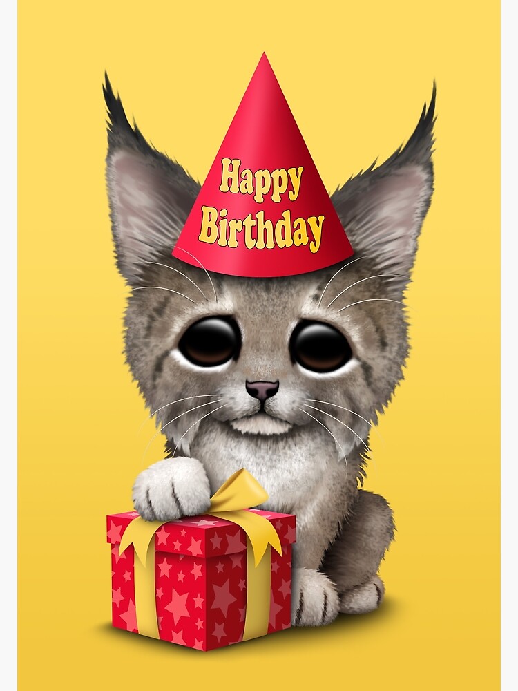 Carte De Vœux Joyeux Anniversaire Mignon Lynx Cub Par Jeffbartels Redbubble