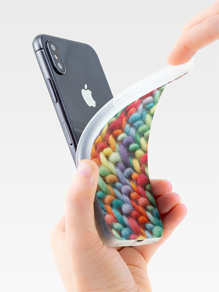 Alternate view of Knitting Rainbow fabric iPhone Case & Cover