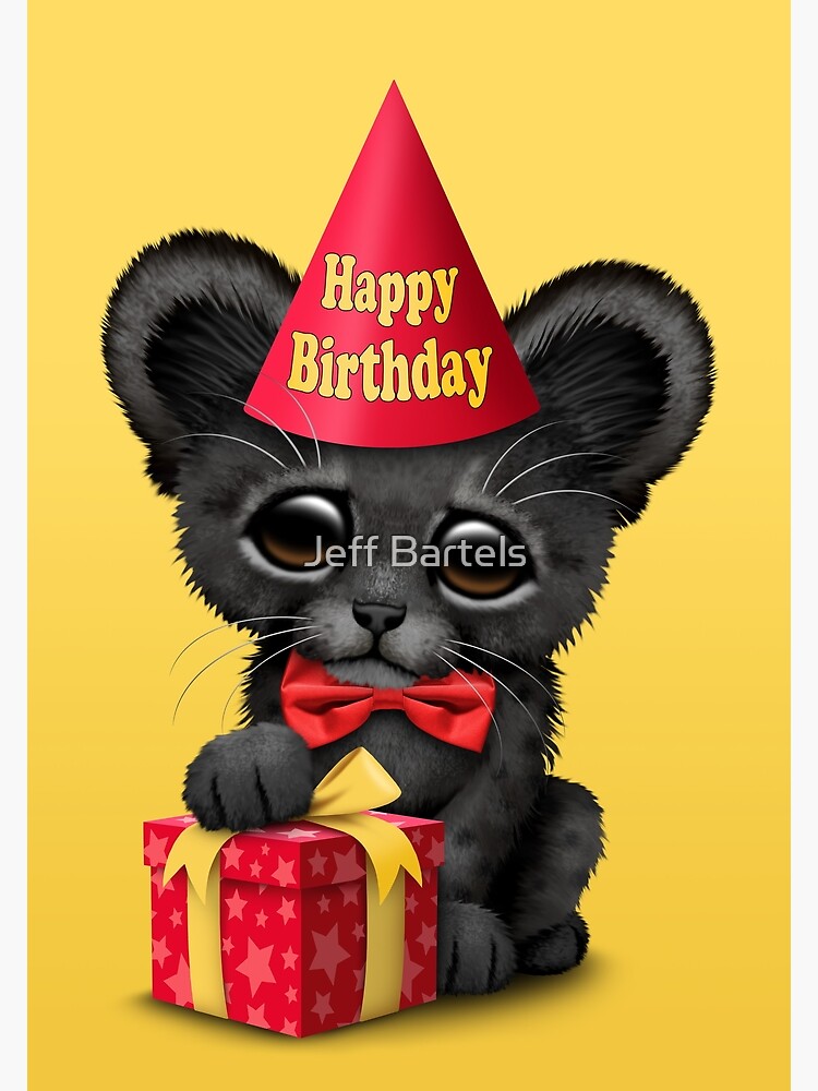 Carte De Vœux Mignon Joyeux Anniversaire Panthere Noire Par Jeffbartels Redbubble