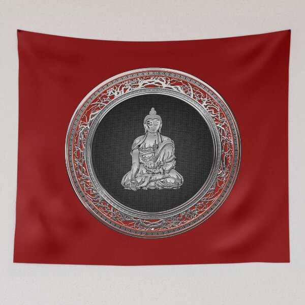 Item preview, Treasure Trove - Silver Buddha on Red Velvet designed and sold by Serge Averbukh Art Studio.