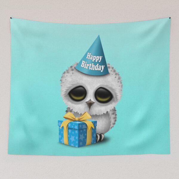 Item preview, Blue Happy Birthday Baby Owl  designed and sold by JeffBartels.