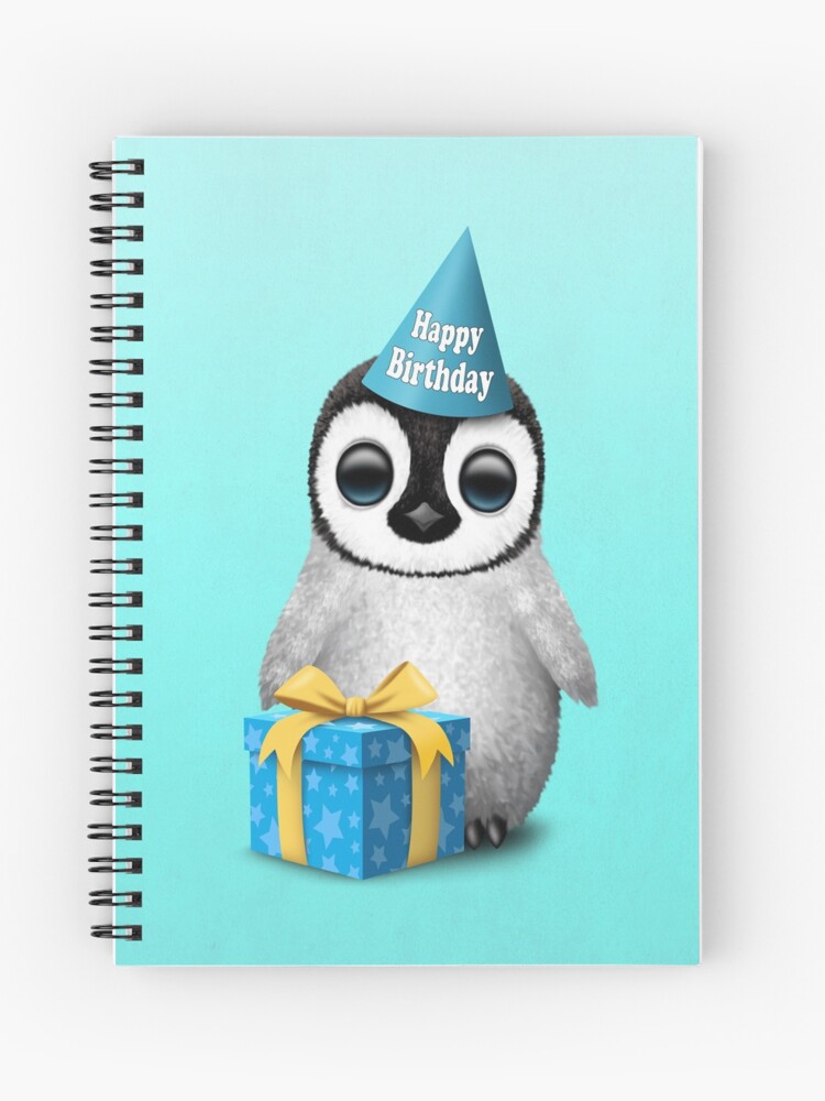 Cahier A Spirale Pingouin Bebe Joyeux Anniversaire Bleu Par Jeffbartels Redbubble