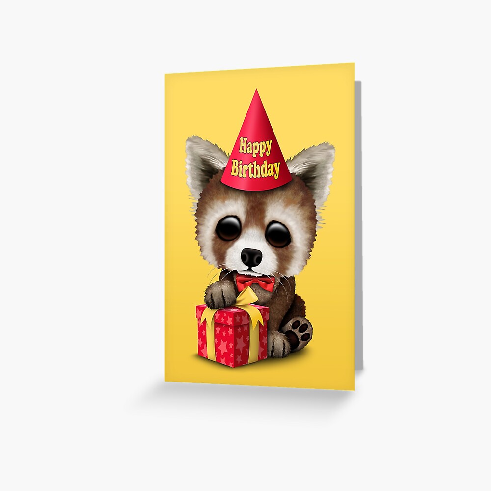 "Cute Happy Birthday Baby Red Panda " Greeting Card by JeffBartels