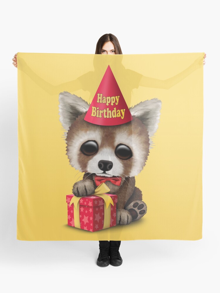 Foulard Mignon Joyeux Anniversaire Bebe Panda Rouge Par Jeffbartels Redbubble