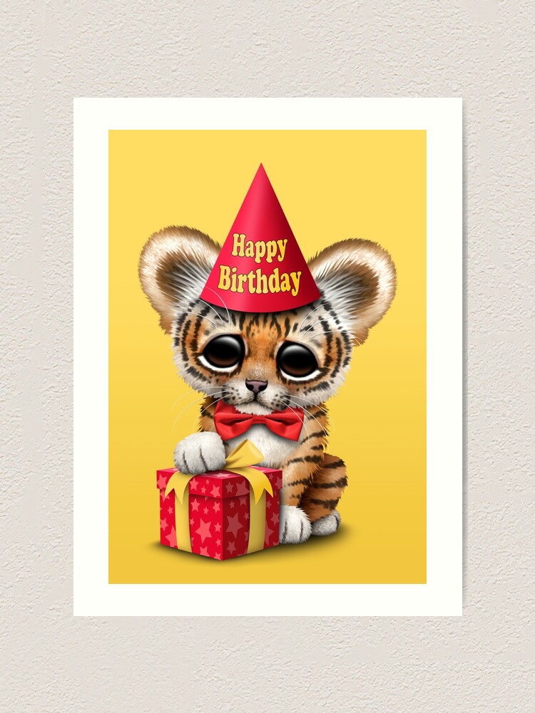 Impression Artistique Mignon Joyeux Anniversaire Tigre Cub Par Jeffbartels Redbubble