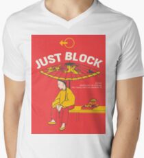 Just Block! Fighting Game Poster Design Men's V-Neck T-Shirt