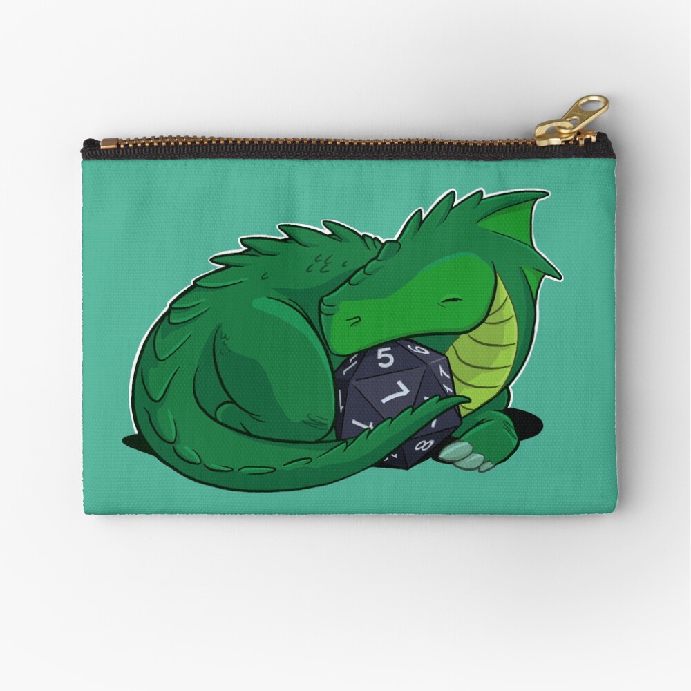 D20 Green Dragon Zipper Pouch