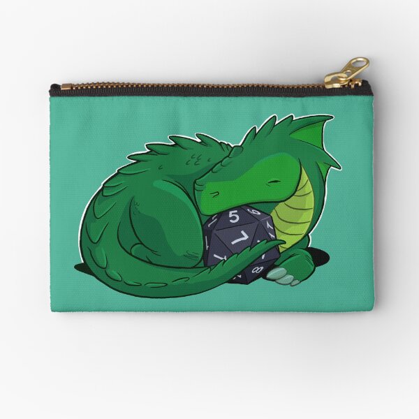 D20 Green Dragon Zipper Pouch