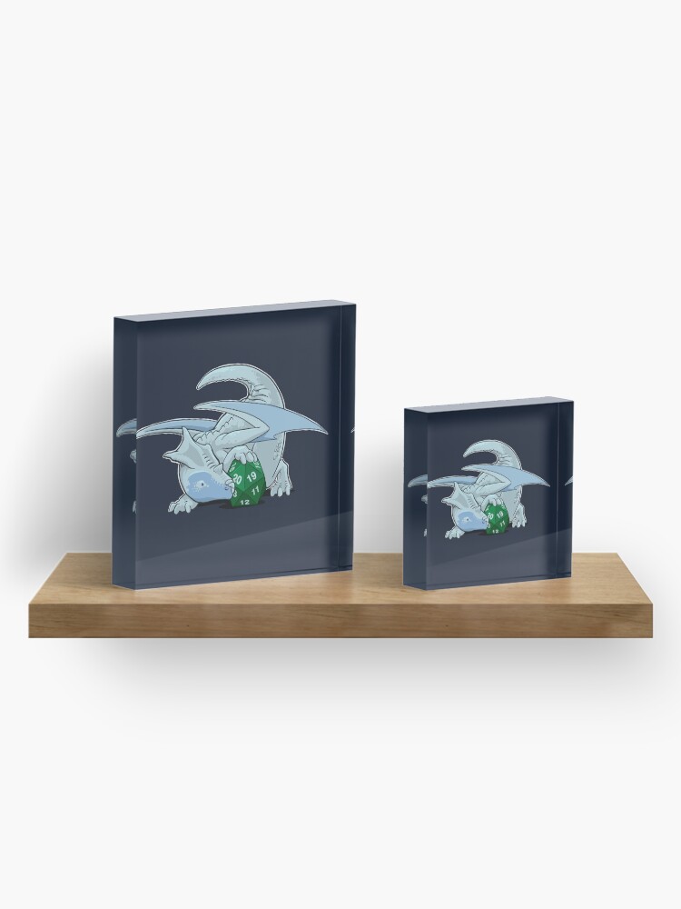 Alternate view of D20 White Dragon Acrylic Block