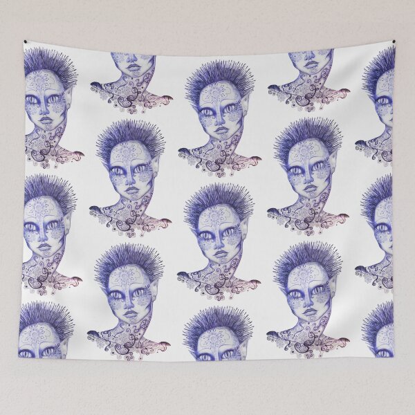 Item preview, Village Girl, blue designed and sold by Angelika Kjeller.