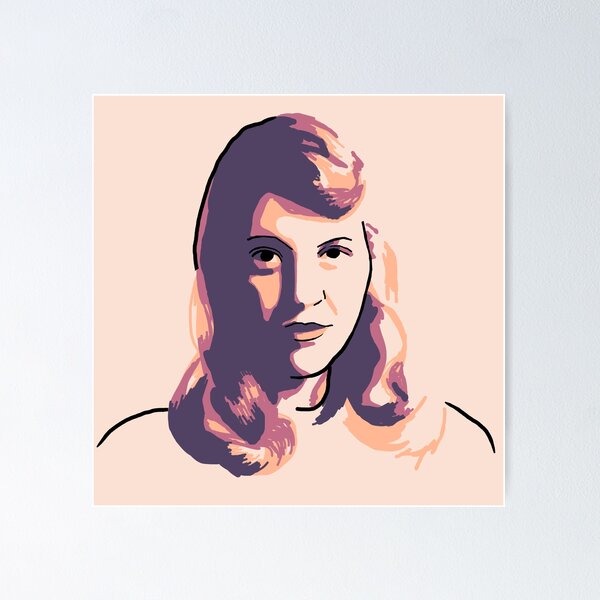 Item preview, Sylvia Plath Purple Pink Cream Portrait designed and sold by savantdesigns.