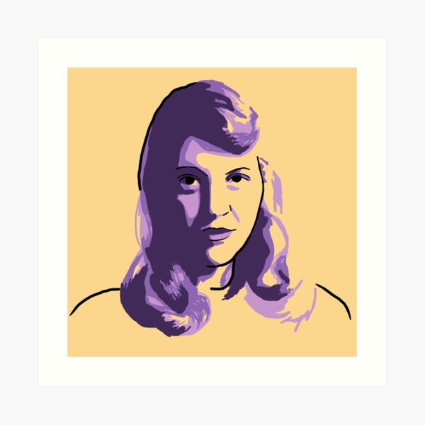Sylvia Plath Yellow Purple Portrait Art Print