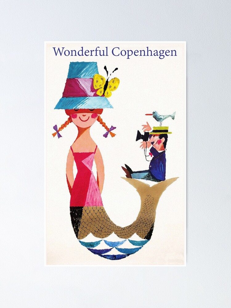 kim Whirlpool Interesse Vintage Denmark Travel Poster Mermaid" Poster by Glimmersmith | Redbubble